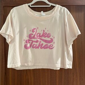 Lake Tahoe 100% Cotton Cropped T-shirt.